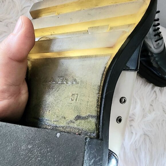 Zara lace up loafers women's 6.5 black - Picture 7 of 8